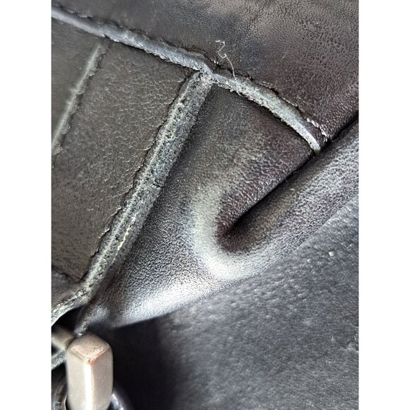 Valez Black Fringe Leather Backpack Embroidered Flap Turn-Lock Closure Large - Picture 13 of 16